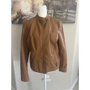 BACCINI faux leather tan jacket size MEDIUM fall
